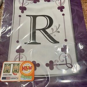 13” X 18.5” Classic R Initial Purple Garden Flag - Double Sided